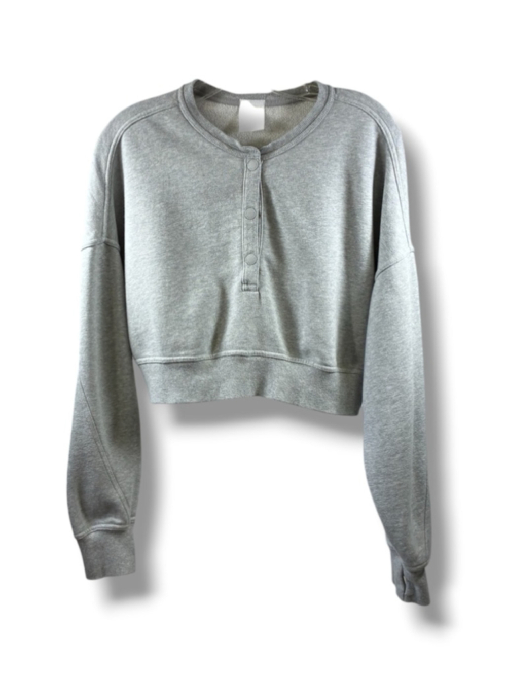 OFFLINE Aerie Cropped Henley Sweatshirt in Gray Size S